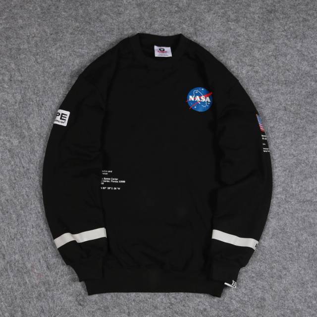 JAKET SWEATER CREWNECK AAPE X NASA UNISEX ORIGINAL