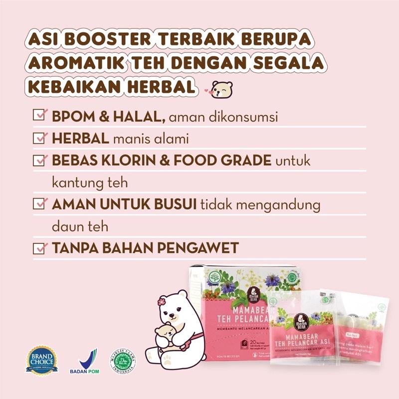 1/ 3 / 6 BOX Mamabear ASI booster tea / teh penambah pelancar ASI Mama Bear isi 20pcs FREE BUBBLE