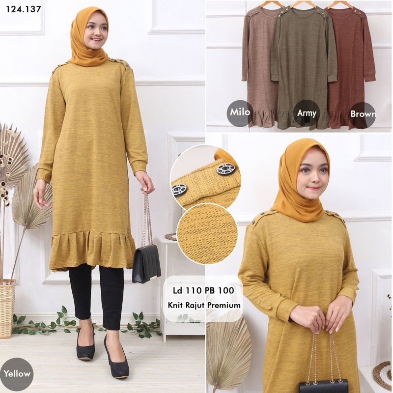 Rubina Tunik / Versa Tunik - LD 100 Melar / Tunik Kaos Rajut Premium / R.4 -  256-6037