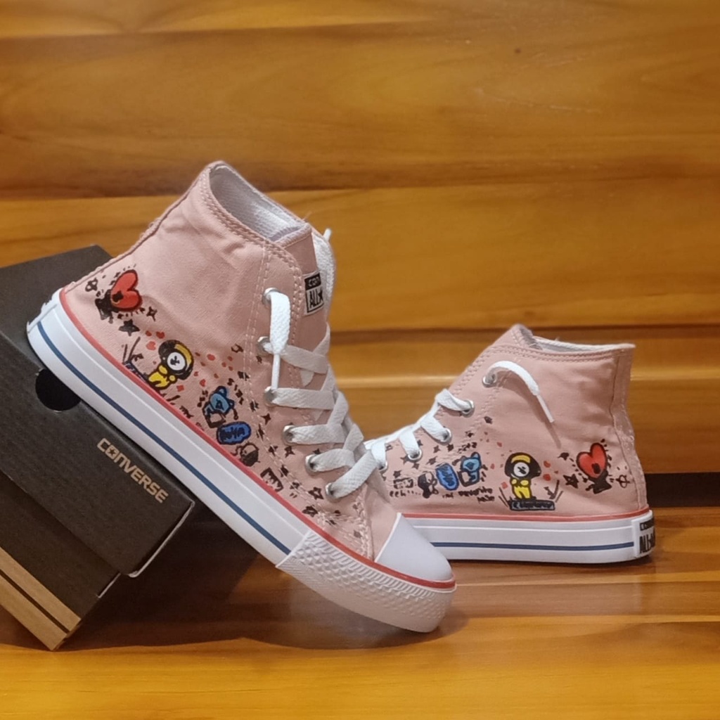 Sepatu anak Sneakers high boots BT21 import Fashion Casual Terbaru Murah laki laki dan Perempuan COD