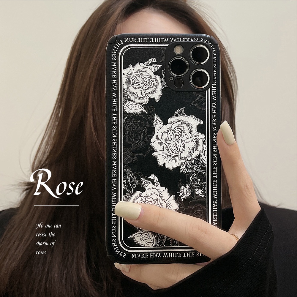 Case Bahan Kulit Motif Mawar Gaya Vintage Untuk Iphone 7 8 PLUS X XR XS 11 12 13 14 MINI PRO MAX SE 2020