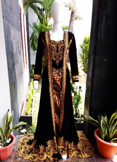 Set baju manten bludru hitam