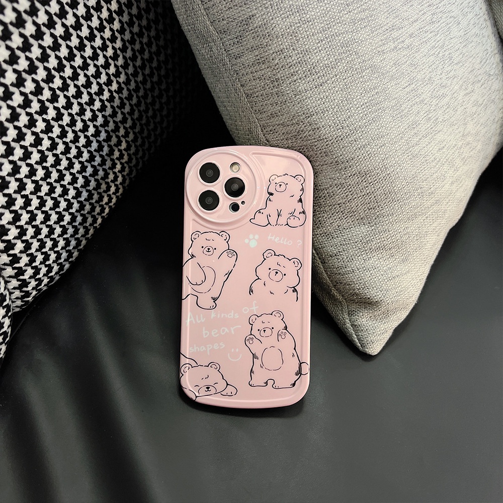 Case Pelindung Motif Kartun Beruang Graffiti Untuk Iphone 11 12 13 Mini PRO MAX