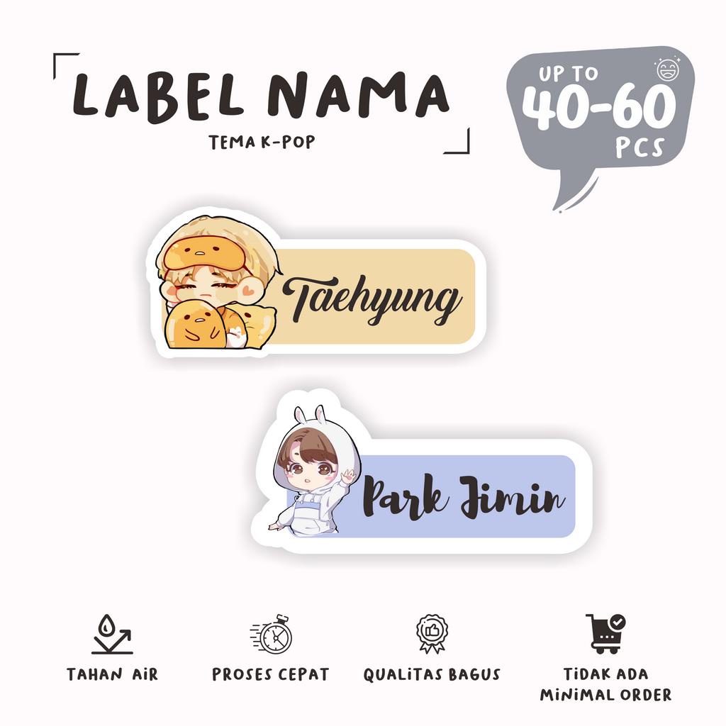 

(40 - 60 pcs) K-POP label stiker nama lucu|murah stiker buku/stiker nama custom