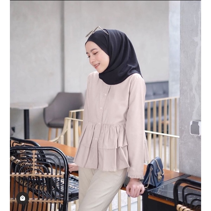 (MGA) BLOUSE BALLENCA RUFFLE DAILY KEMEJA REMPEL RAYON