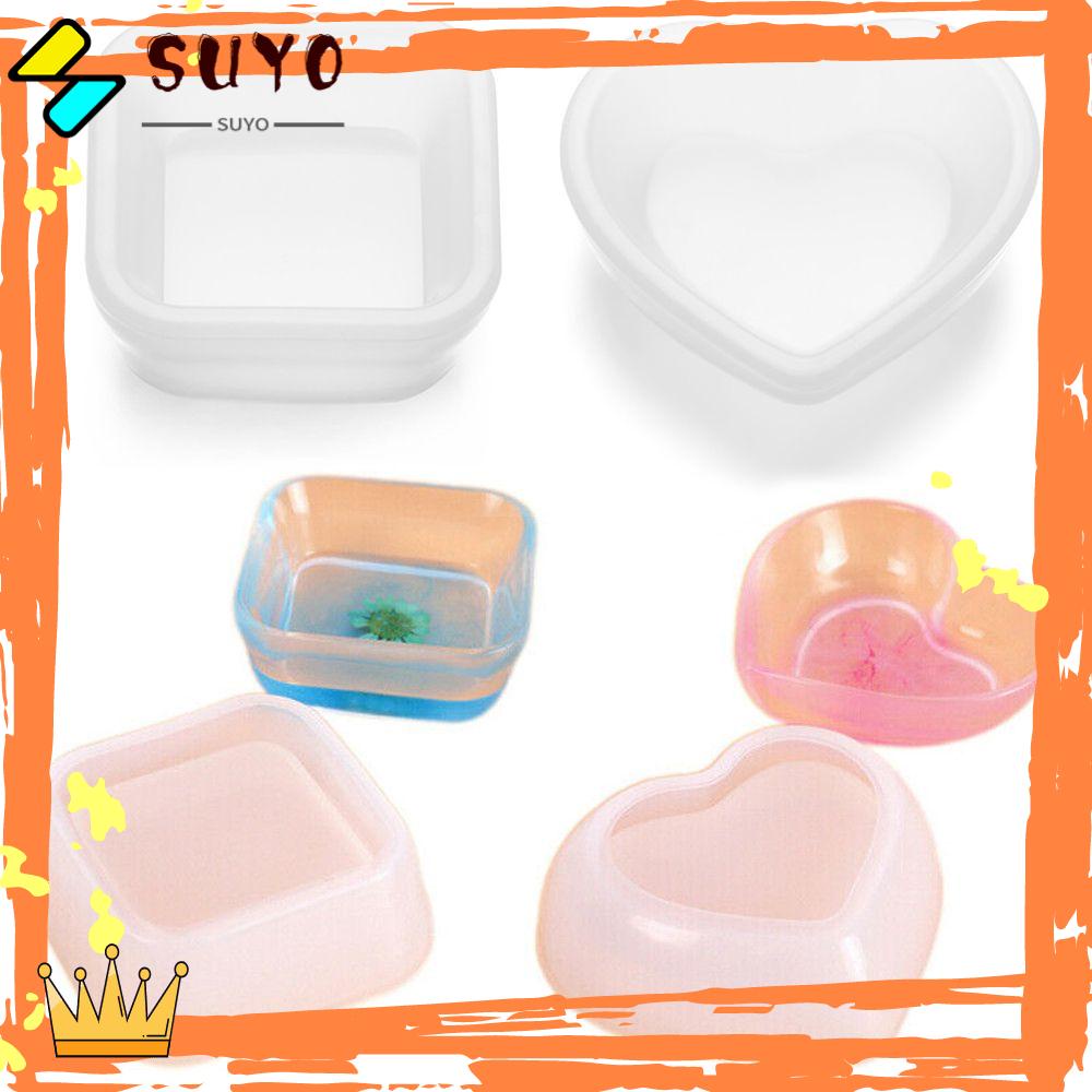 SUYOU Craft Resin Mold Transparent Plate Silicone Mould Love Heart DIY Jewelry Making Tools Epoxy Mold Square Dish