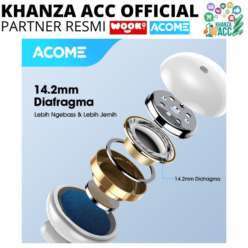 KHANZAACC ACOME AW06 Wired Earphone Semi In Ear Headset Bass