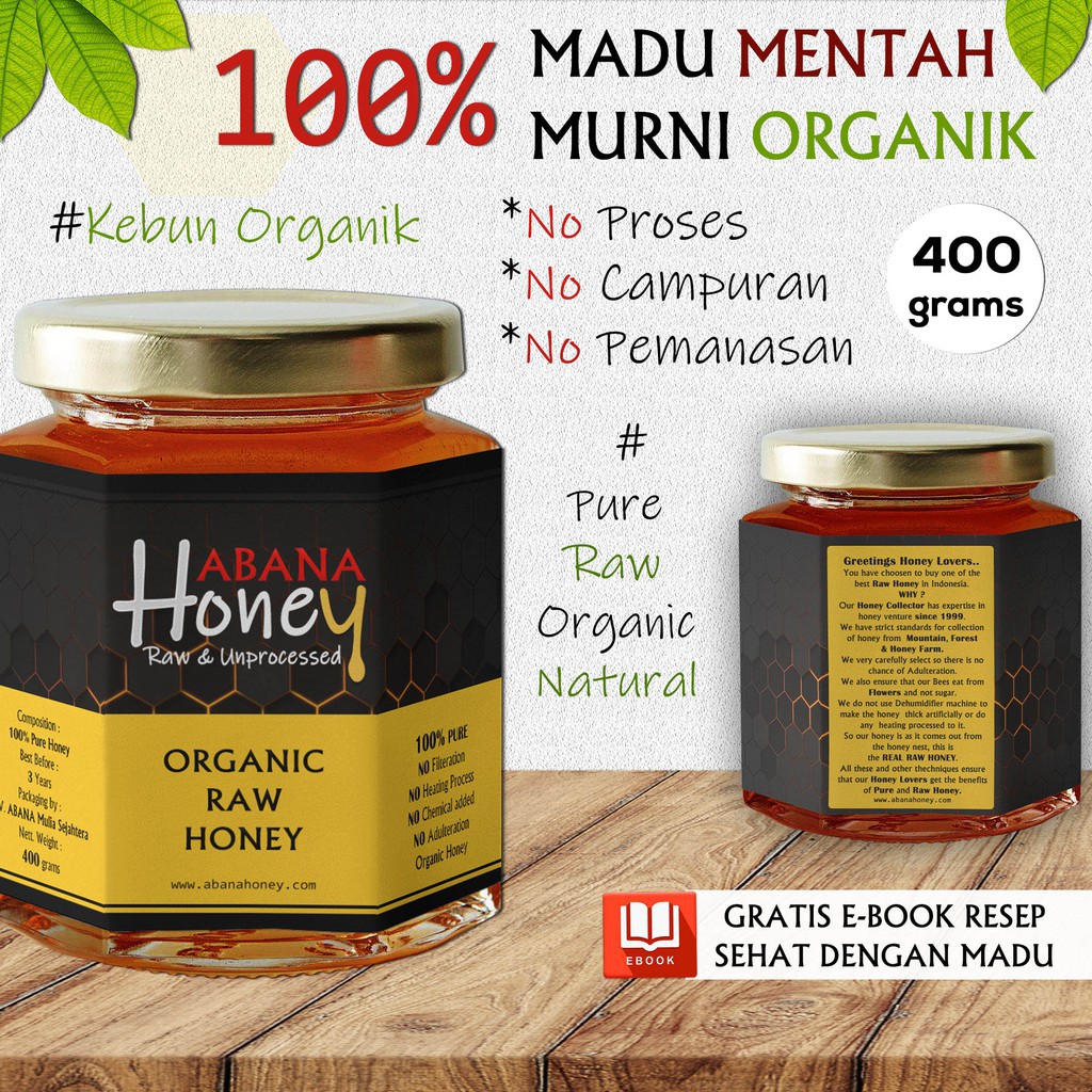 

Promo Raw Honey - Madu Organik (Madu Murni Mentah) - 0.4 Kg - ABANA Honey Original