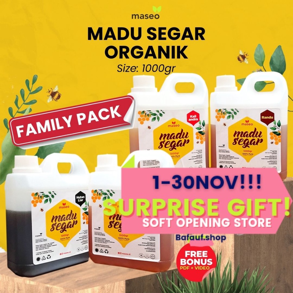 

Madu Murni Nektar Bunga 1KG Maseo Madu Asli Pure Honey Madu Segar Organik