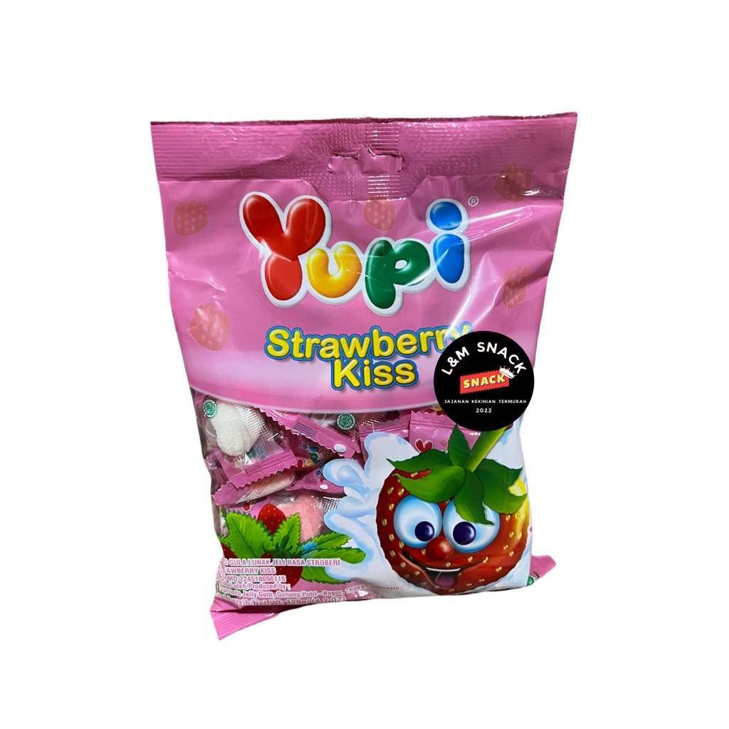 Permen Yupi Strawberry Kiss/Mango Kiss/Fruity Puff 1 Bungkus 120gr