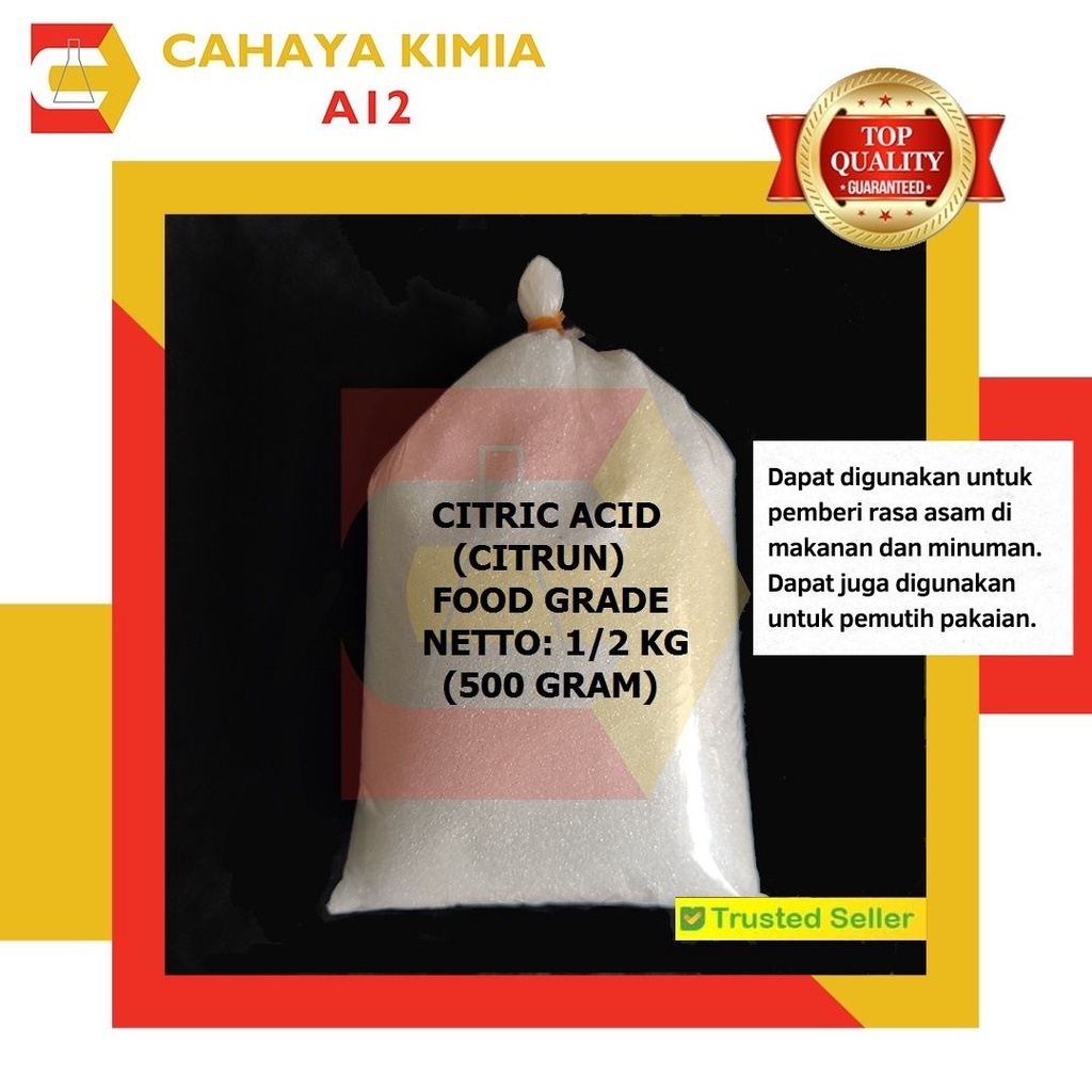 

Citric Acid Monohydrate (Citrun)ex. RRC (Food Grade) 500 gram (1/2 kg)