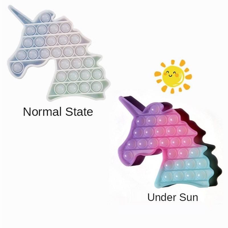 Mainan Fidget Pop It Bulat Warna Pelangi Untuk Penghilang Stress Anak-Unicorn uv