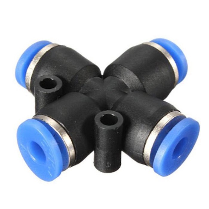 Pneumatic Quick Fitting Tube Connector Cross Cabang 4 Untuk Selang 6mm