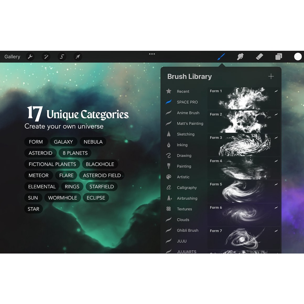 Procreate Brush - Epic Pro Space Galaxy Brushes
