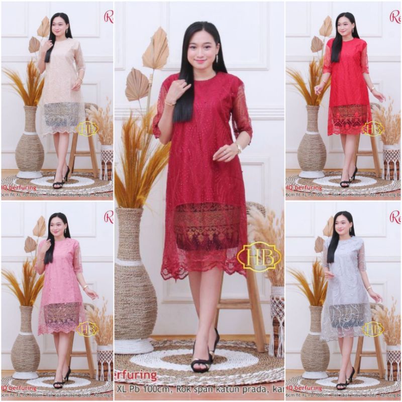 REVALINA EXCLUSIVE TUNIK / SET BROKAT DRESS / DRESS NATAL / BROKAT NATAL