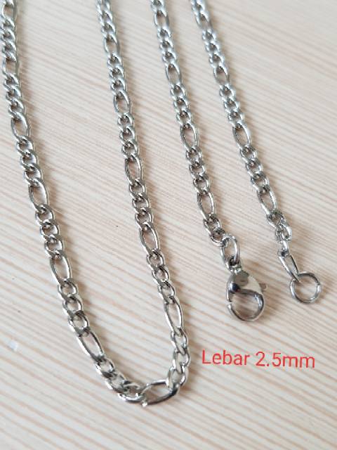 Kalung fashion titanium silver Antikarat motif KGS02