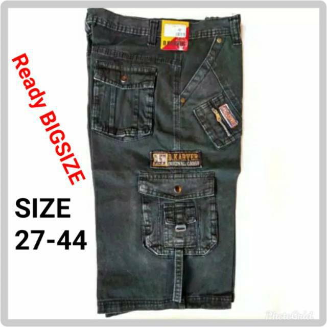 Celana cargo 3/4 bahan softjeans tebal halus size 27-44