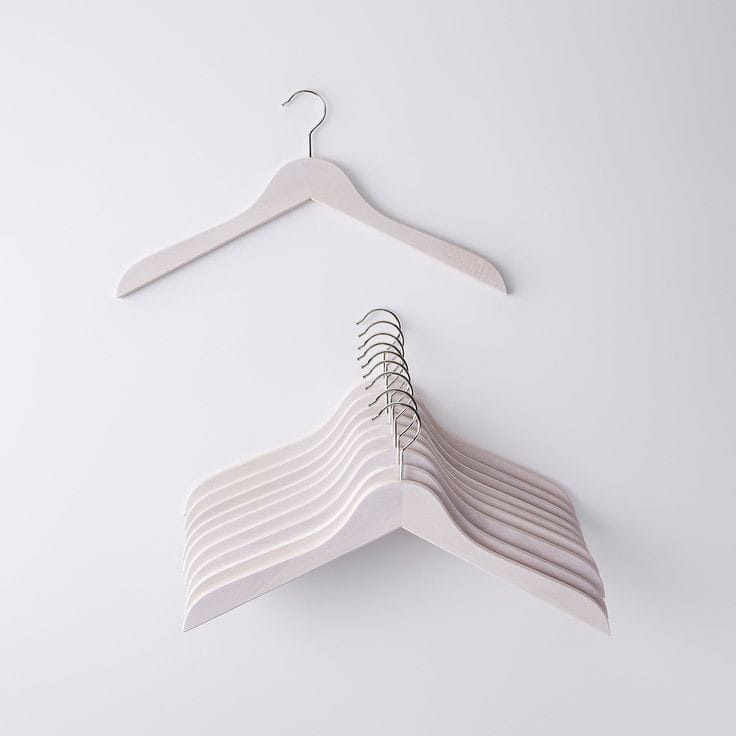 Hanger Kayu Dewasa Putih/Gantungan Baju Kayu Putih/Display Pakaian (BH)