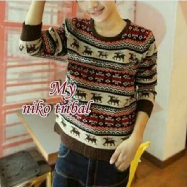 Kaus rajut lengan panjang cowok