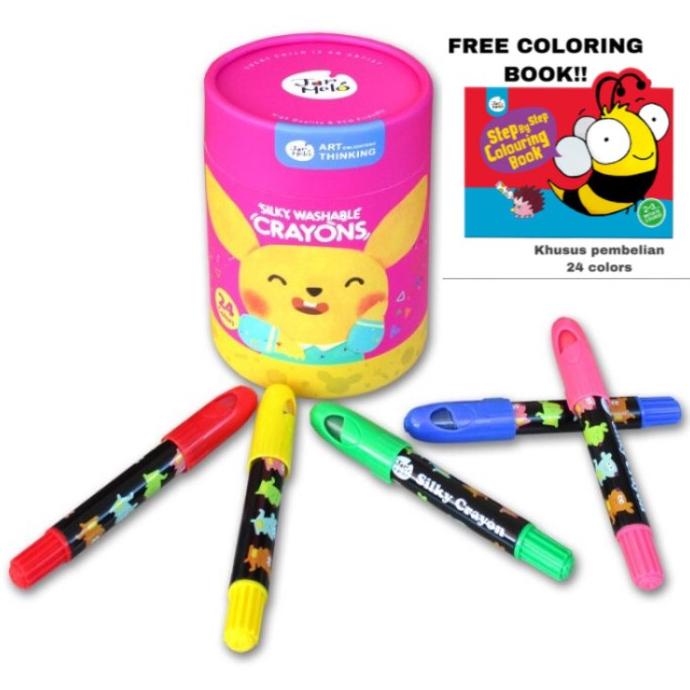 

JAR MELO WASHABLE SILKY CRAYONS - Non Toxic Silky Crayons 24pcs