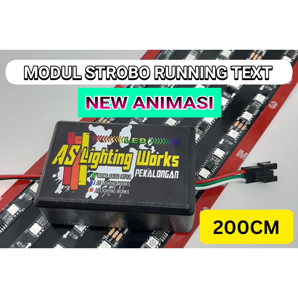 MODUL STROBO RUNNING TEXT 5 BARIS NEW ANIMASI 45 MODE