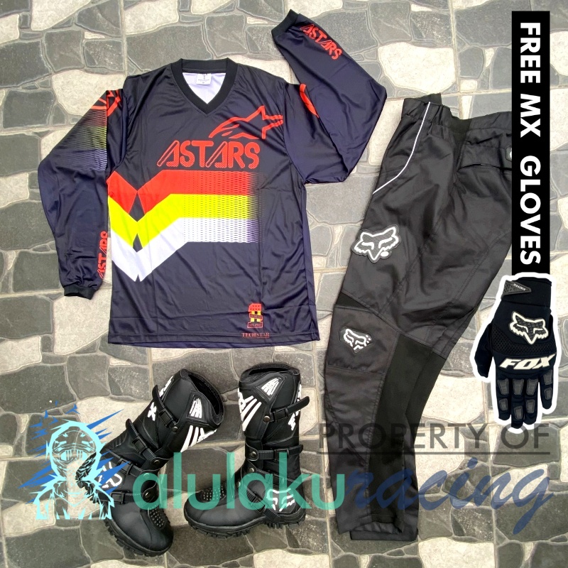 Jersey, Celana, Sarung Tangan &amp; Sepatu SV Fullset MX Trail Motocross - Paket Bundling ASCTSV030101-F41