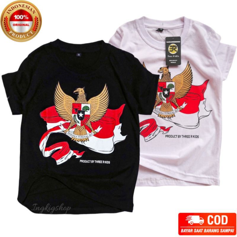 Kaos anak Garuda merah putih baju anak perempuan laki laki unisex gambar bendera Indonesia
