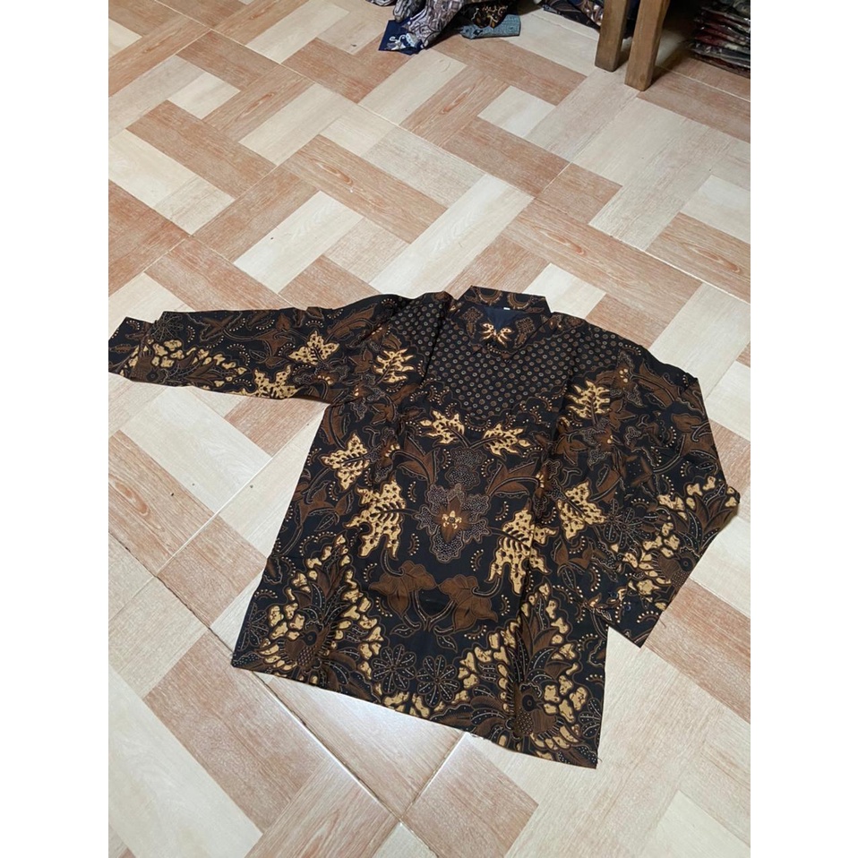 Baju Batik Pria Lengan Panjang Motif PERWIRA Bahan Katun Sragenan Lapis Full Furing-2
