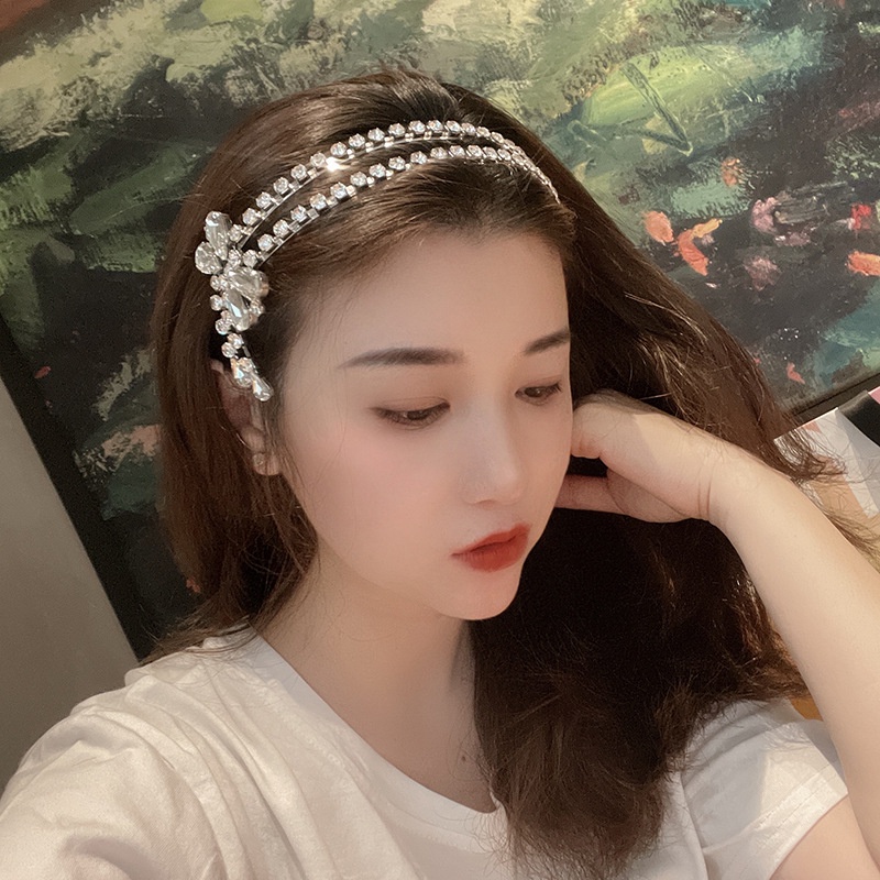 European and American Style Zircon Crystal Bow Hairband Double-layer Temperament All-match Fashion Hair Accessories