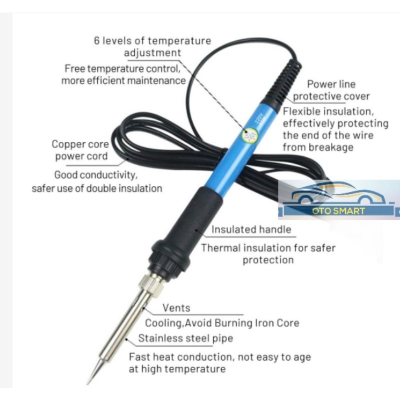 SOLDER DENGAN TOMBOL PENGATUR SUHU 200-450C 60W PAKET/ADJUSTABLE TEMPERATURE(Bonus 5 Tips )