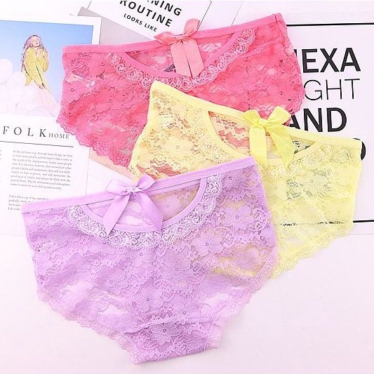 CD celana dalam dalaman sexy lace underwear lingerie wanita cewek transparan renda brokat import