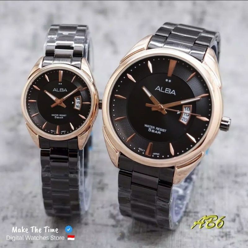 ALBA JAM TANGAN COUPLE PRIA DAN WANITA RANTAI STAINLIS STEEL