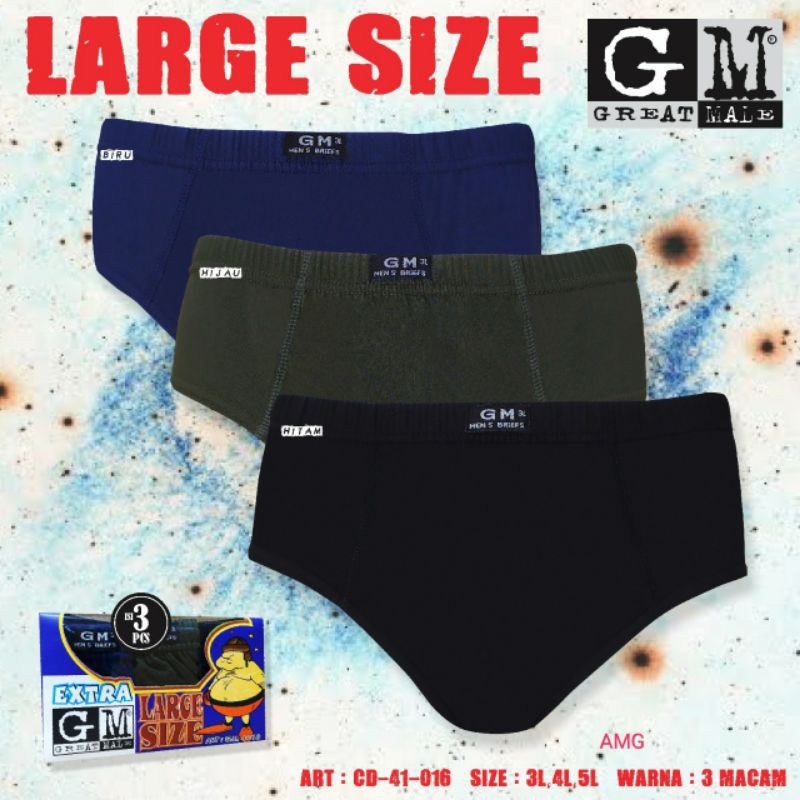 3 Pcs Celana Dalam Pria GM Jumbo | Grosir 3 Pcs CD Laki Laki Dewasa Big Size Sguna 41 012