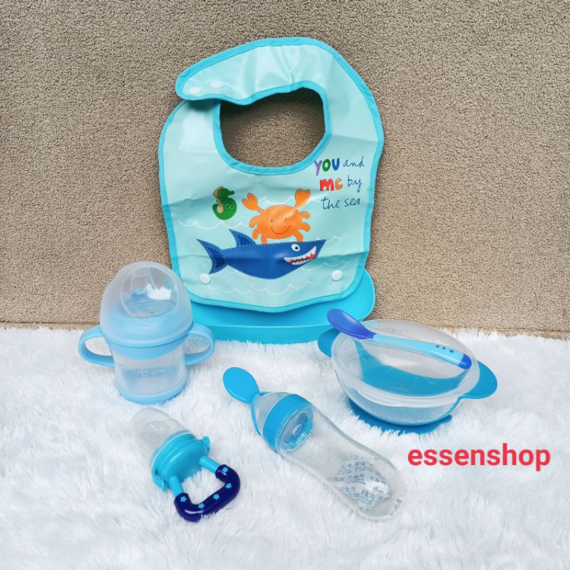 Perlengkapan makan bayi alat MPASI bayi mangkok sendok botol spout baby feeder slabber