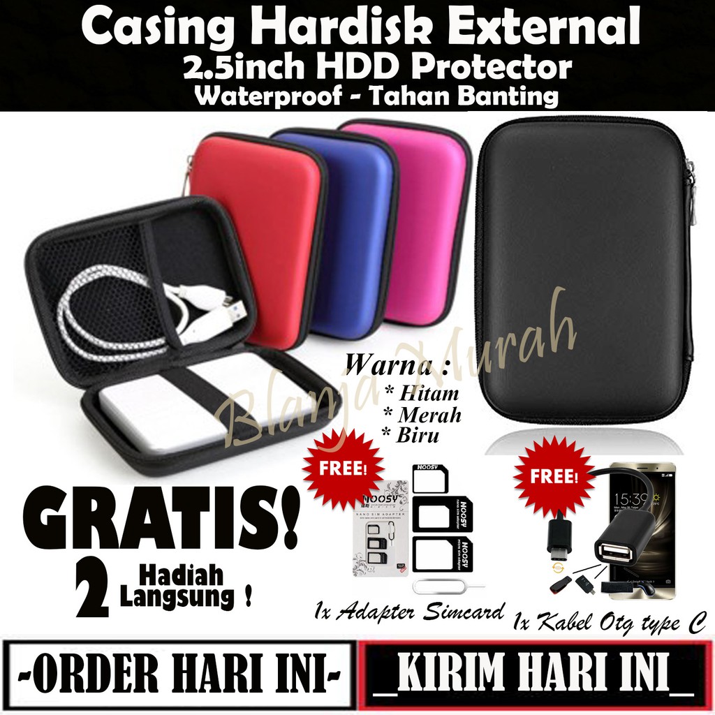 Casing Hardisk External 2.5inch HDD Protector Waterproof tahan banting - GRATIS 2Item HOT BONUS