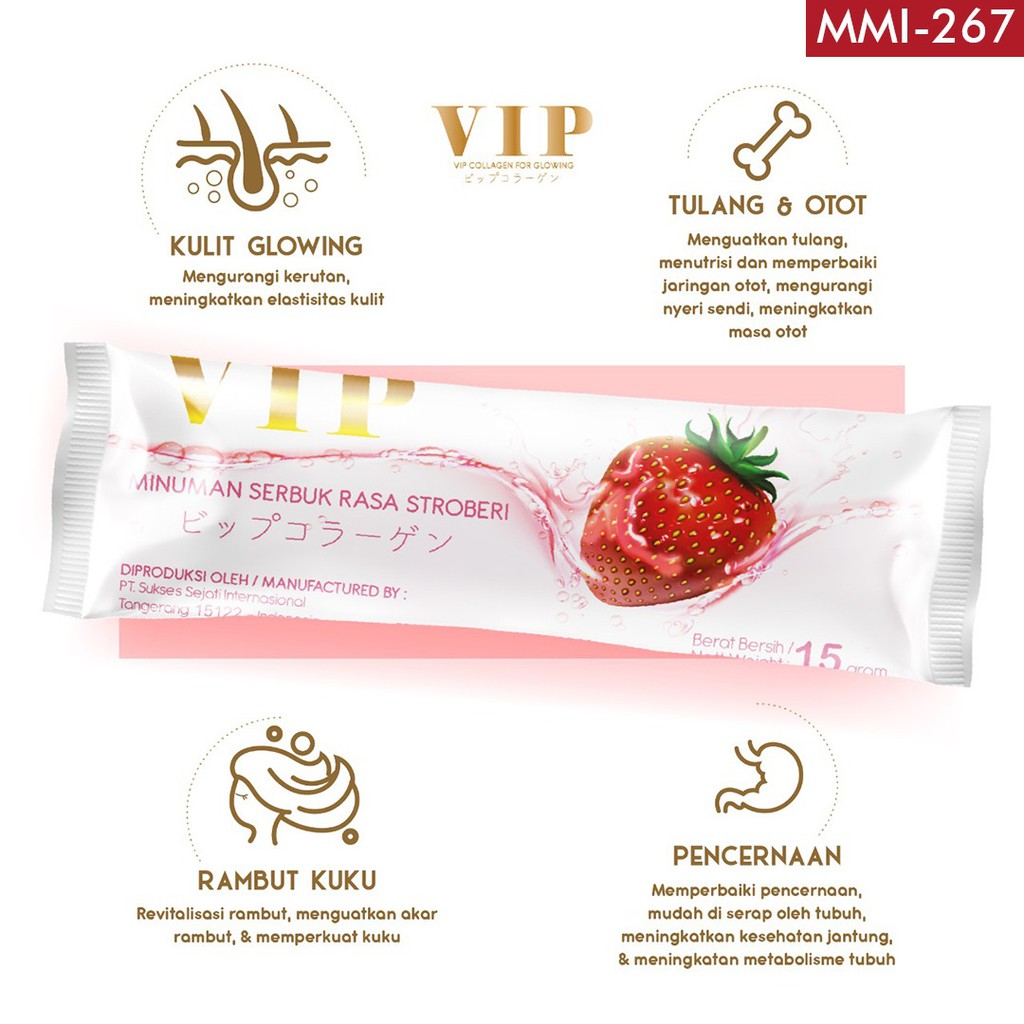 VIP COLLAGEN Minuman Serbuk Perawatan Kulit Tubuh BPOM - Pouch isi 7