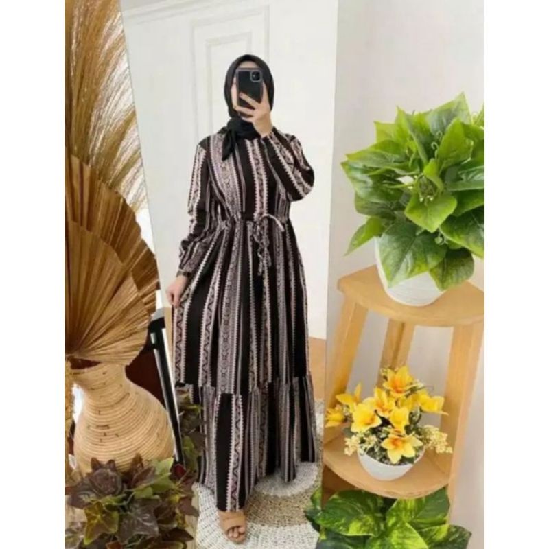 GAMIS MALIKA RAYON // GAMIS MOTIF SALUR MALIKA // GAMIS VIRAL