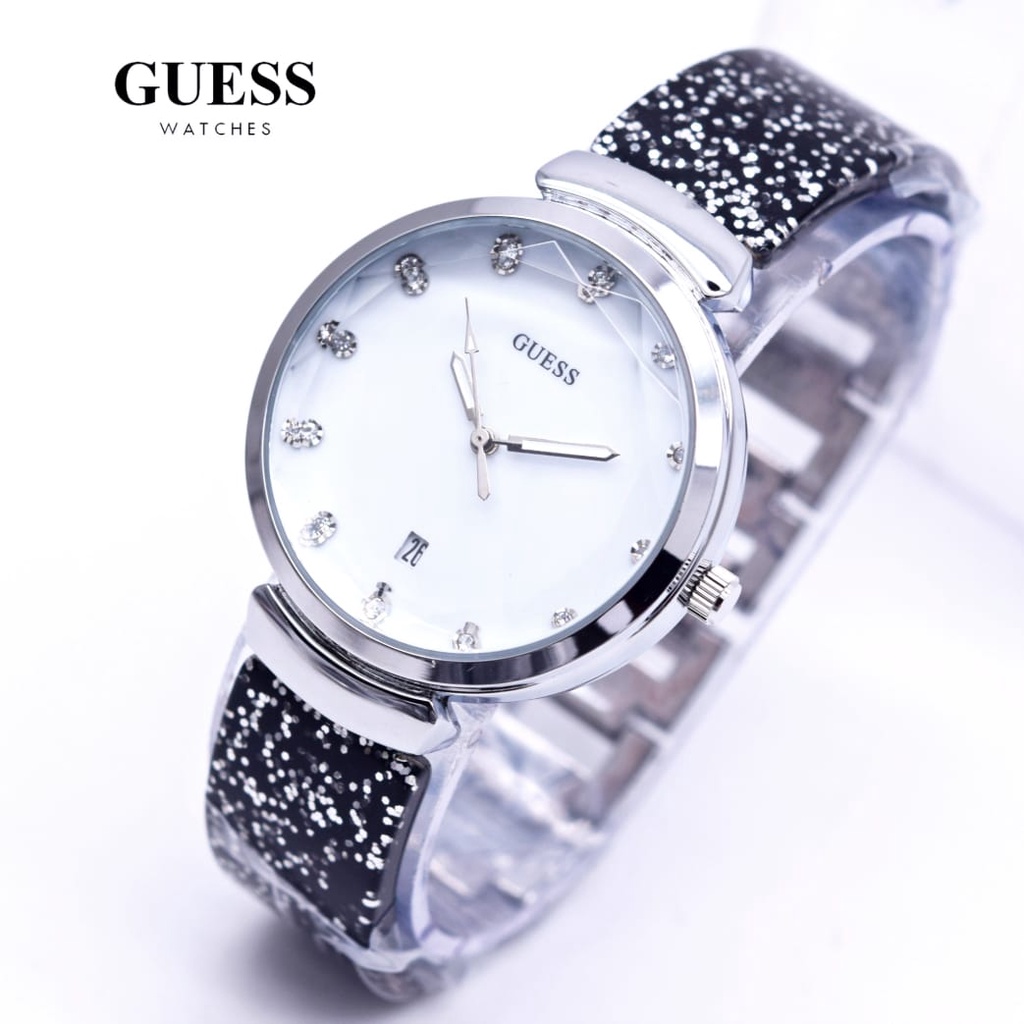 Jam Tangan Wanita Fashion H6703B Tali Rubber Motif Tanggal Aktif Free Box &amp; Baterai