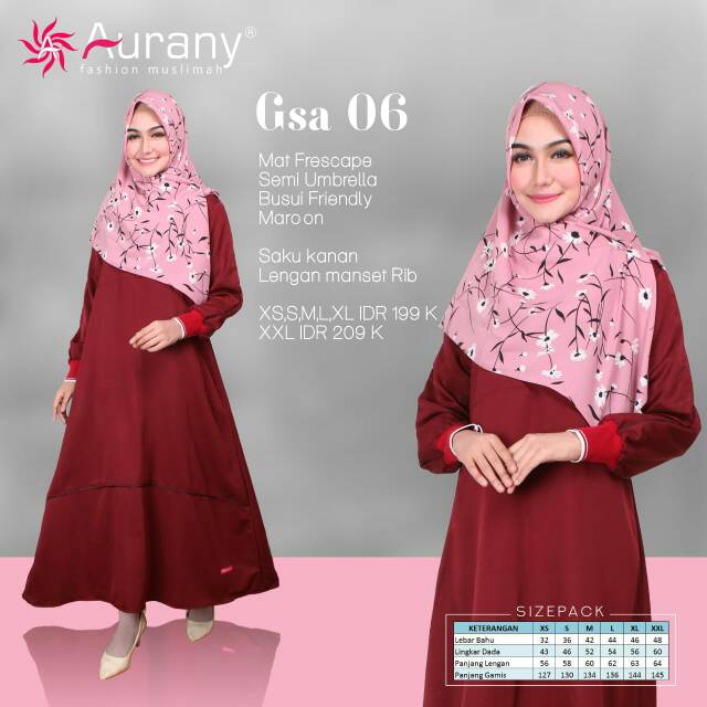 Gamis Aurany GSA 06 Maroon
