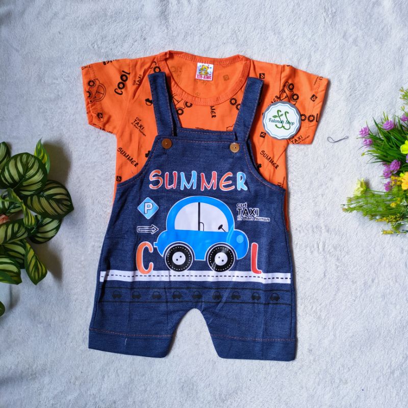 Overall Baby boy 2 3 4 5 6 7 bulan kodokan jeans anak cowok laki laki kaos kartun Doraemon Paus Summer