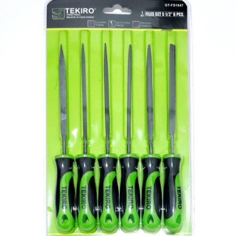 tekiro 6 pcs kikir sets 1/2inch files set penghalus pemotong kayu besi alumunium