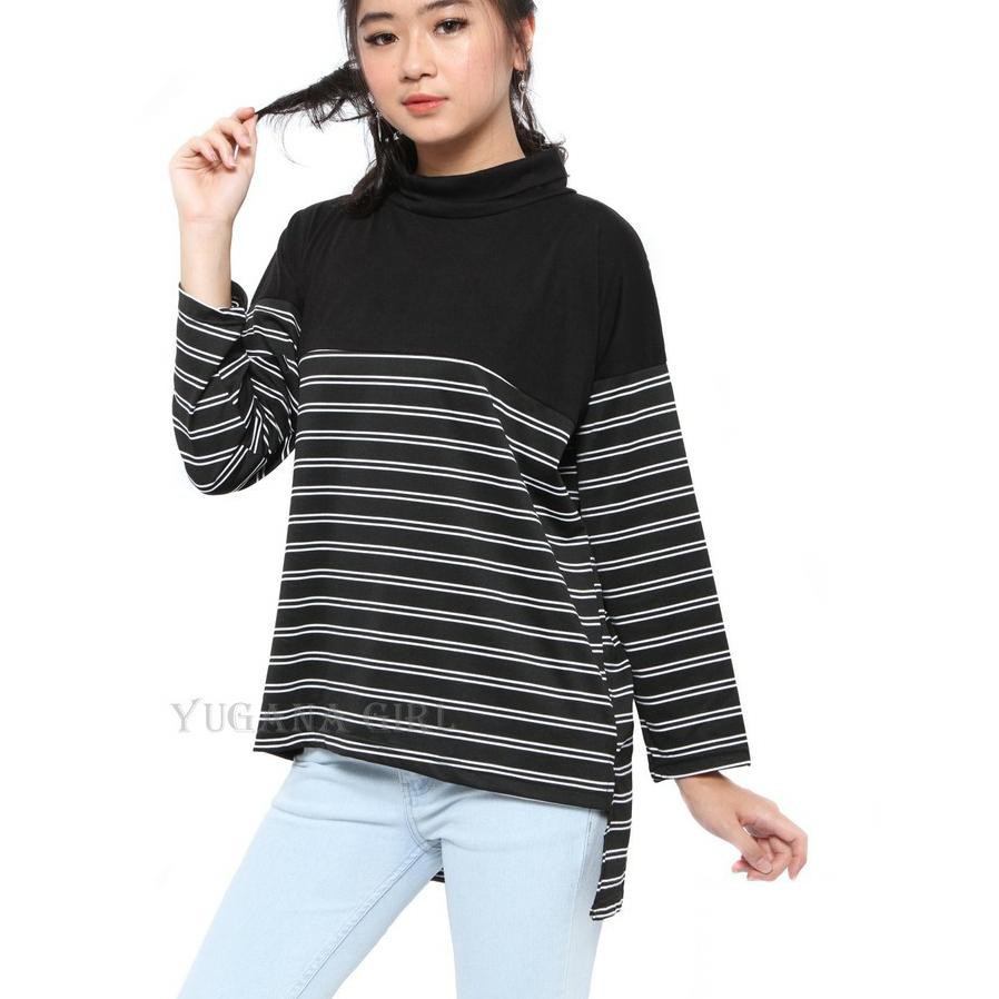 ✷ Kaos Oversize Wanita Lengan Panjang Turtleneck - 2C2 - FELITA ✴