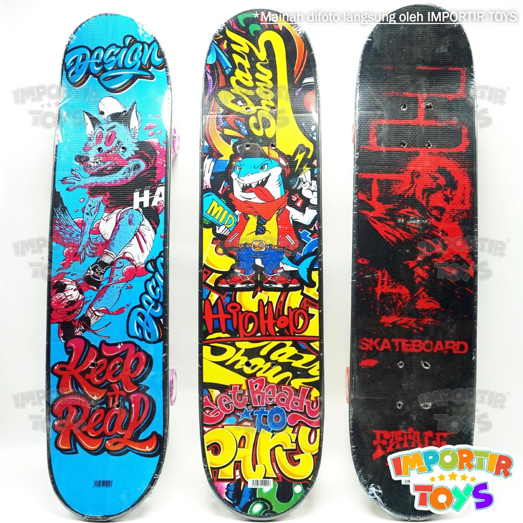 Mainan Skateboard Besar Plastik Berkualitas Berbagai Motif Yang Elegan