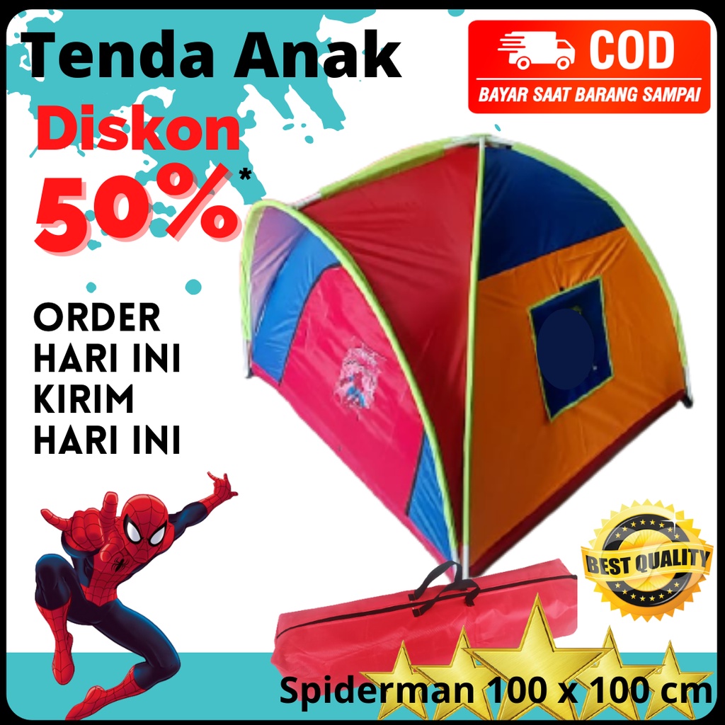 TENDA ANAK KARAKTER SPIDERMAN 100X100 CM _ TENDA MAINAN ANAK MURAH _ KEMAH KEMAHAN