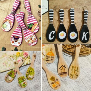 WALLDECOR Ladle cook CENTONG KAYU HIAS PAJANGAN DINDING DAPUR 1 set isi