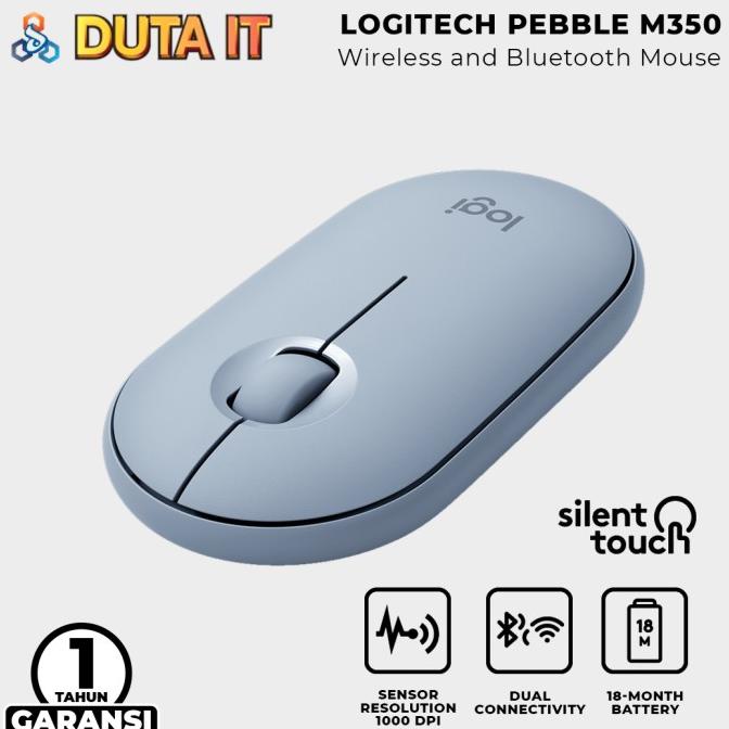 Logitech Pebble Wireless Bluetooth Mouse M350 - Blue Grey Terlaris