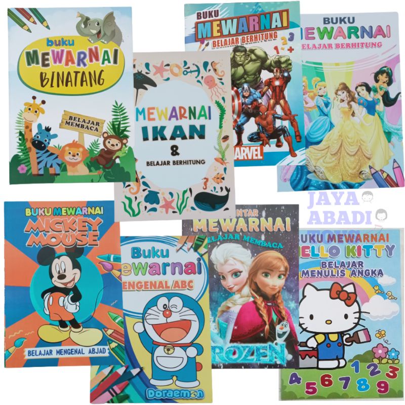 BUKU MEWARNAI DAN BELAJAR MEMBACA TULIS UKURAN 30CM BAGUS DAN MURAH POLL POLL AN