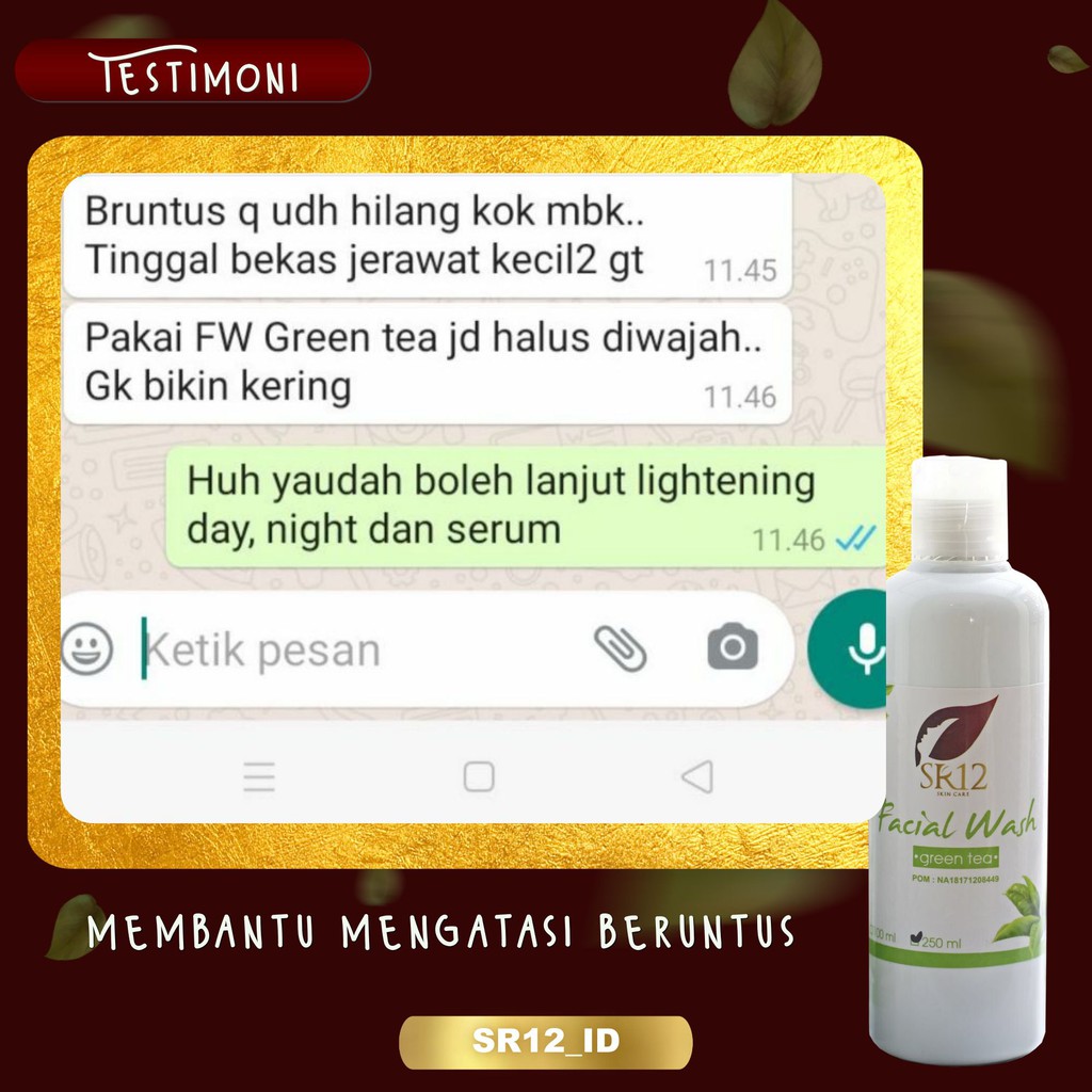 FACIAL WASH GREEN TEA SR12 / MENCERAHKAN WAJAH / ATASI BRUNTUS &amp; JERAWAT