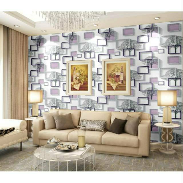3D UNGU Wallpaper Sticker dinding 3D KOTAK UNGU 45 cm x 8 m merk orange gh046 / cy1005