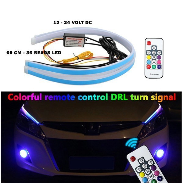 Lampu LED DRL Alis Flexible 60 CM Flexibel 60CM RGB Remote Mobil